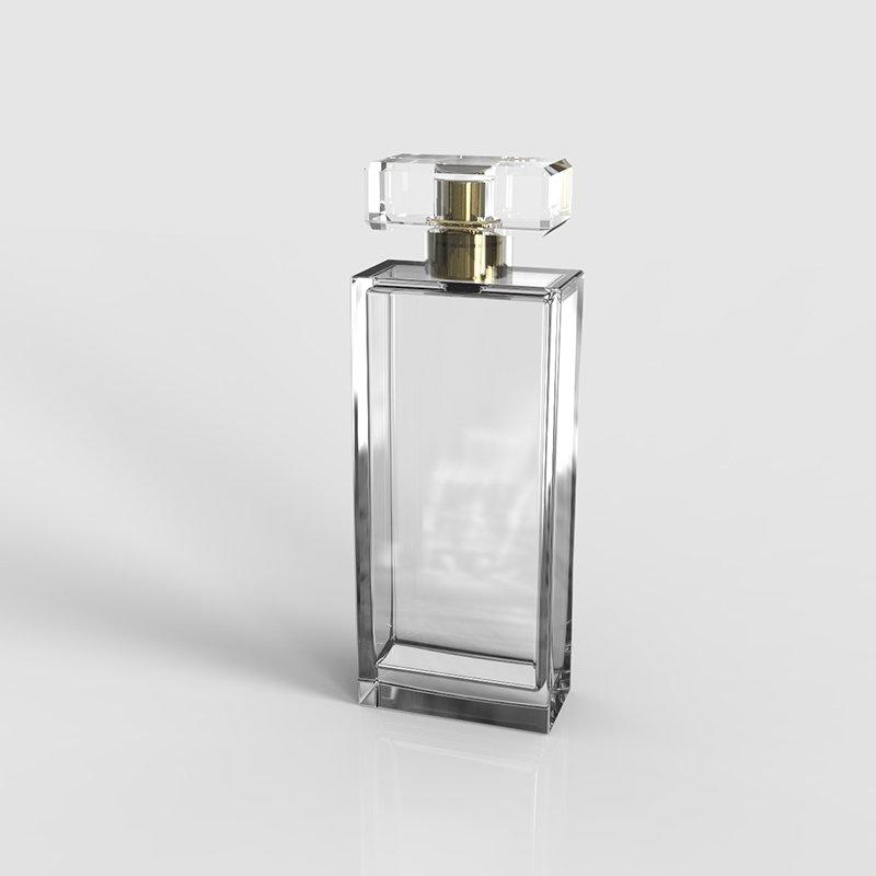 100ml rectangular glass perfume bottle with black cap for men