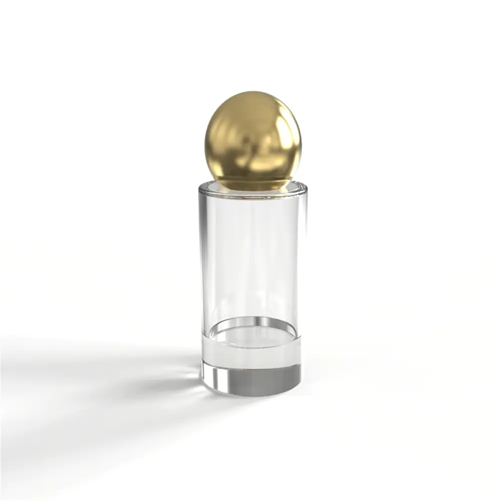 50ml Cylindrical Luxury Glass Perfume Bottle with Gold Cap
