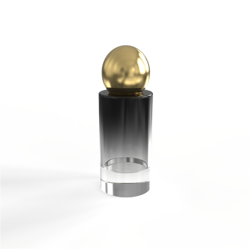 50ml Cylindrical Luxury Glass Perfume Bottle with Gold Cap