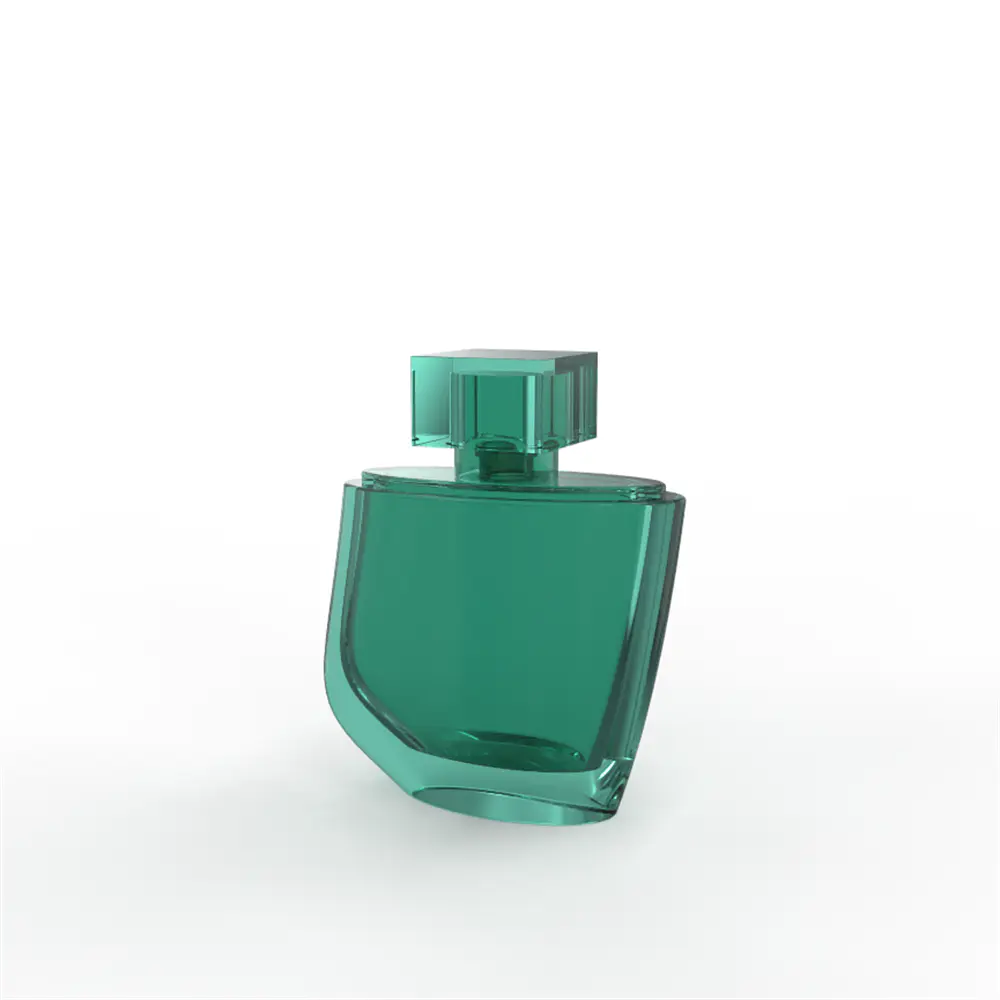 White glass parfum bottle with transparent surlyn cap