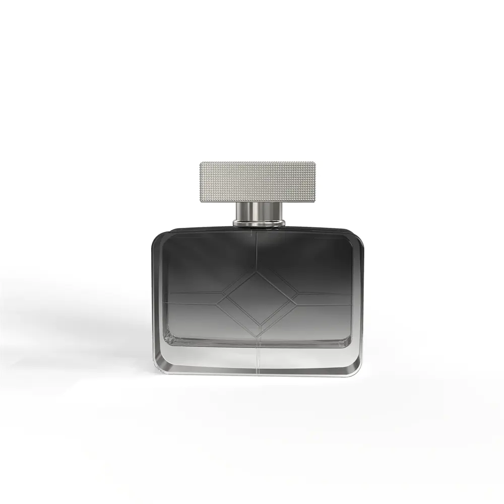 Wide Rectangular Glass Perfumery Bottle with Empossed Texture