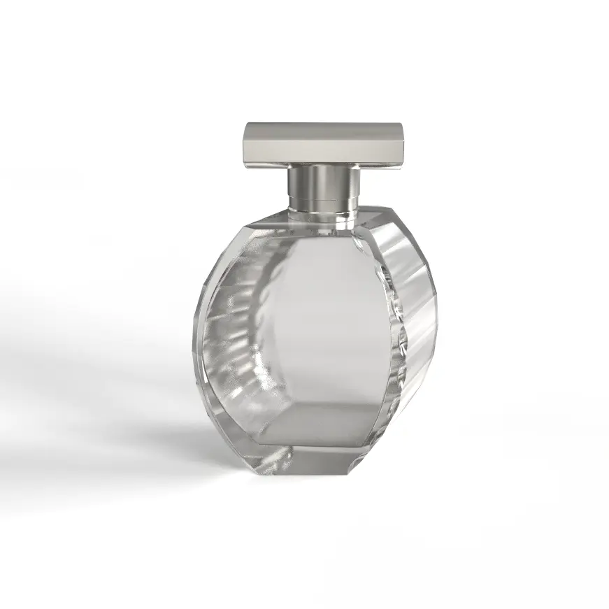 Silver Metallized  Perfume Glass Bottle Metallic Lid