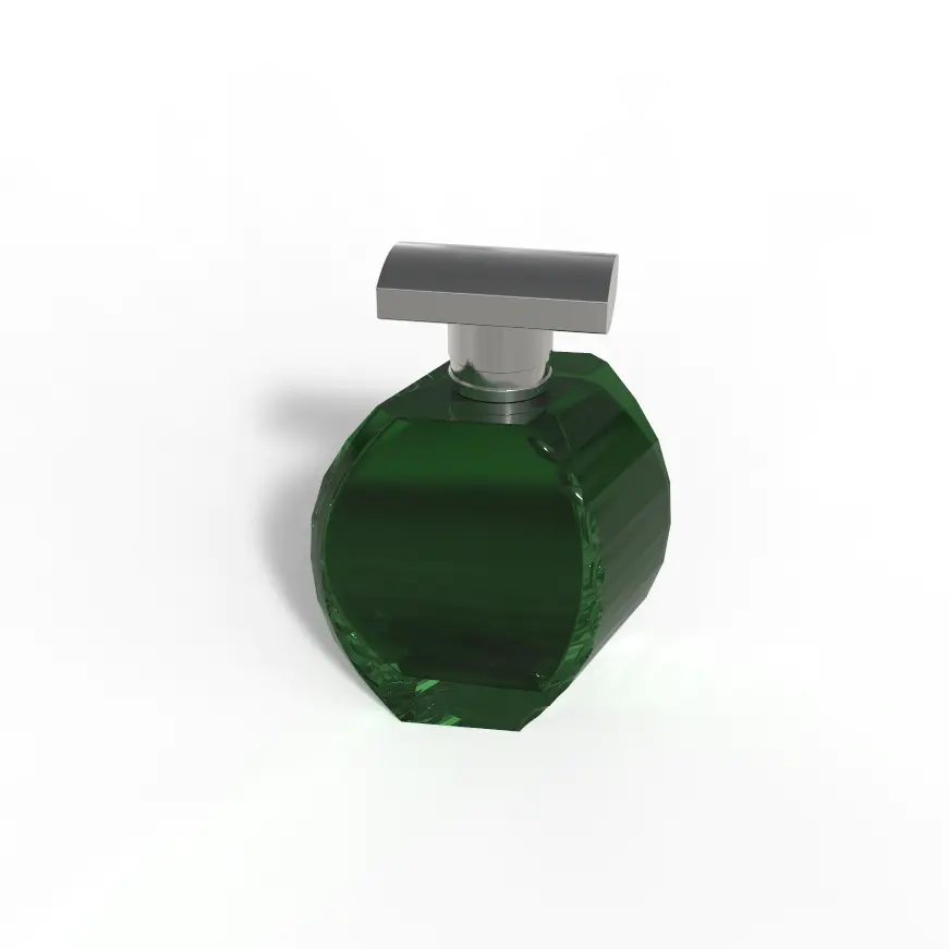 Silver Metallized  Perfume Glass Bottle Metallic Lid
