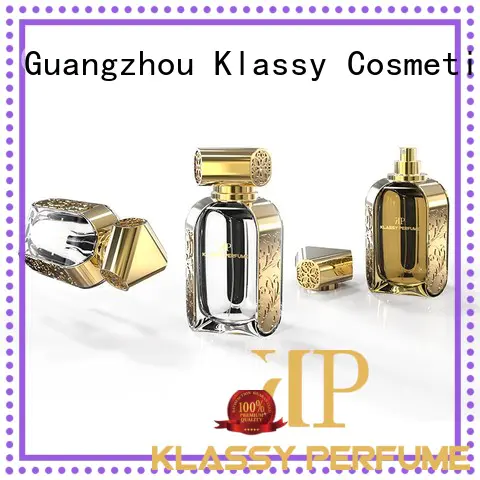 custom golden water customized perfume bottles molding Klassy Cosmetics Brand